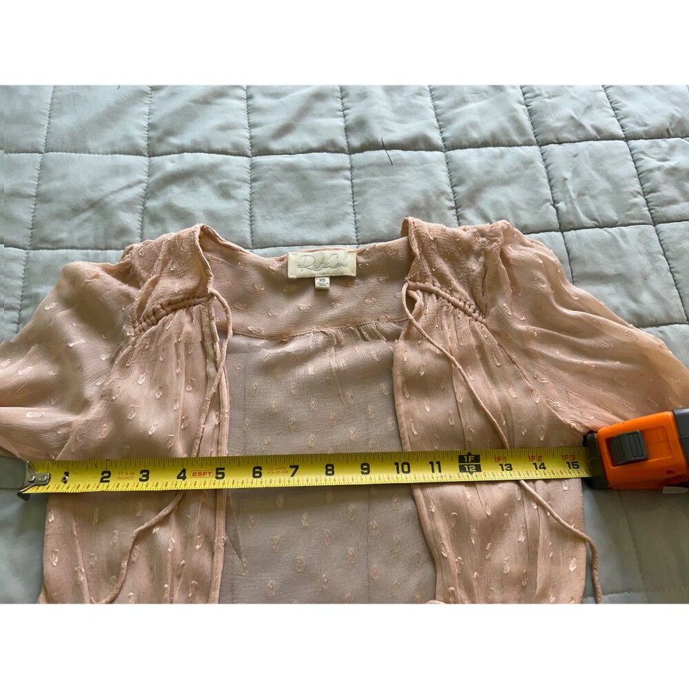 Rahi Cali Sheer Peasant Top Womens 100% VISCOSE Size XS Boho Lace Trim Blouse Ro - Picture 8 of 13